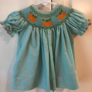 Smocked gingham pumpkin dress
